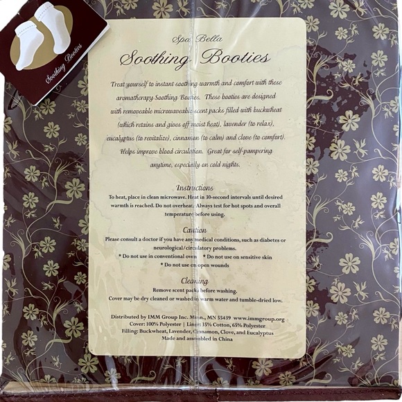 New Spa Bella Lavender and Eucalyptus Aromatherapy Heat Slipper Booties for Feet - Picture 3 of 3